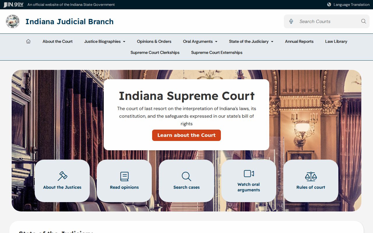 Indiana court system Supreme Court overview